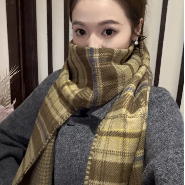 复古格子常规百搭情侣保暖富家千金风围巾 WJ9008