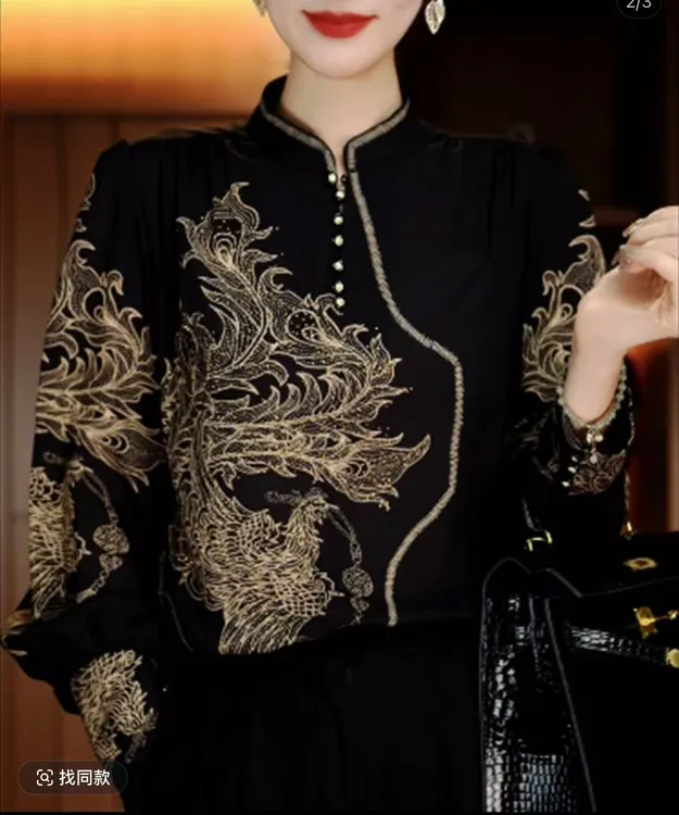 2025洋气时尚遮肉显瘦气质网红高端印花早春新款上衣小衫