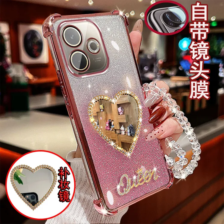 OPPOA5活力版手机壳PKV110镜头全包镶钻爱心镜子气囊防摔套女款5G