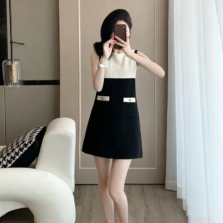 高端轻奢春夏女装2025新款小香风连衣裙女法式名媛宽松显瘦小黑裙