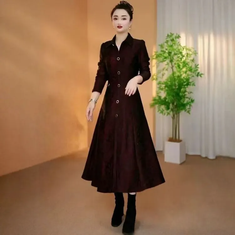 轻奢长袖秋季法式蕾丝加厚连衣裙显瘦长裙秋冬裙子修身连衣裙气质