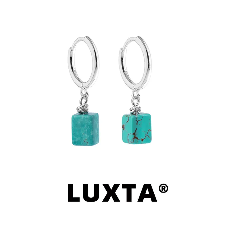 LUXTA 925银耳饰 原创绿石耳坠纯银 嘻哈男高级感耳饰耳环潮女