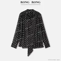 溶溶J【鎏金】RONGRONG 飘带领提花烫金波点法式雪纺衬衫ZGQ6C2733A