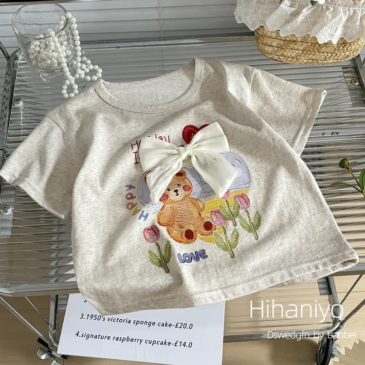 【亲子款】新款儿童夏季雪花棉短袖T恤女宝宝韩版百搭时尚款