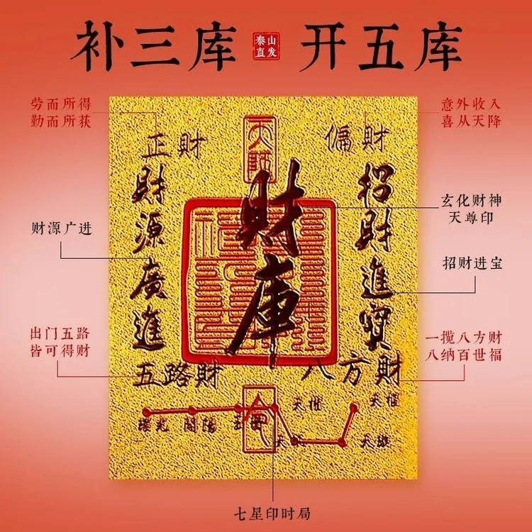 开财补库好运财库金箔手机贴纸创意通用手机壳内饰