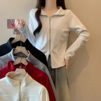简约开衫卫衣女秋季大码设计感双拉链百搭显瘦正肩上衣外套16017