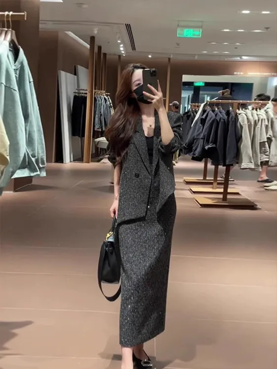 【流萤】300斤大码胖mm显瘦遮肉气质高级小香风套装宽松2025秋新款