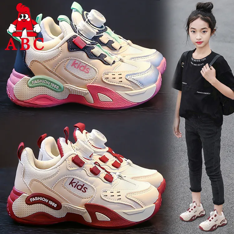 ABC女童鞋子秋季2025新款儿童网面百搭老爹鞋女孩公主轻便运动