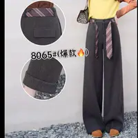 8065#-3【裤长约98】高腰显瘦毛呢阔腿裤女秋冬新款垂感休闲裤子
