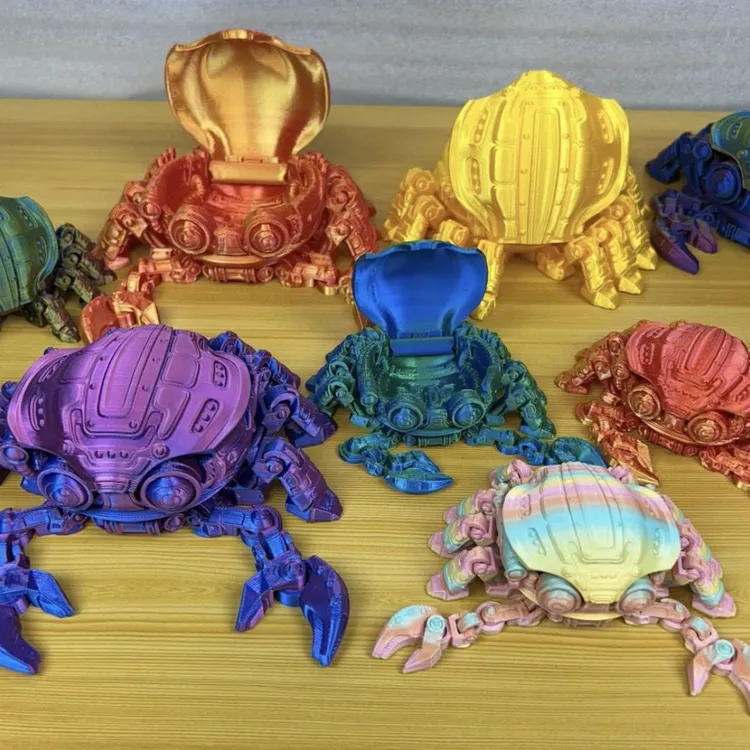 3d打印赛博螃蟹大闸蟹玩具螃蟹模型可动关节可储物仿真海洋生物