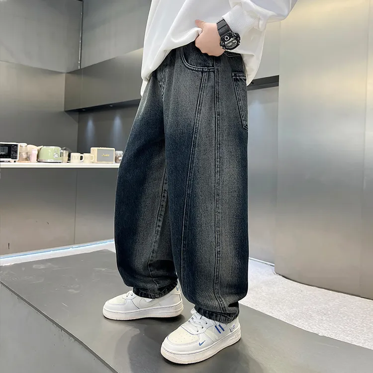 男童长裤牛仔裤秋款港风休闲2025秋季中大童新款儿童宽松阔腿长裤