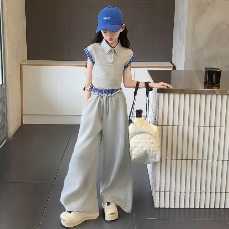 女童夏季套装2025新款儿童洋气时髦短袖t恤中大童女孩休闲两件套