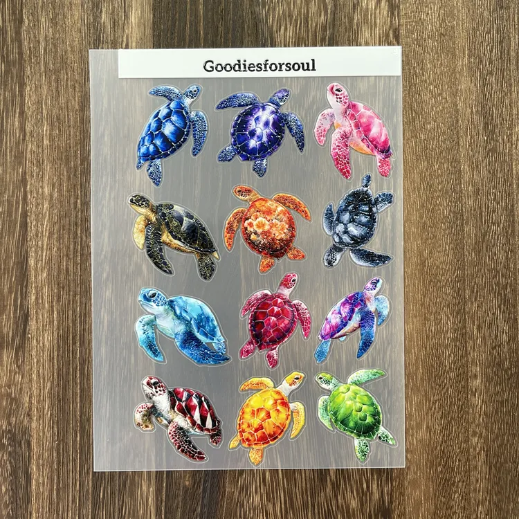 海龟图案透明贴纸一张