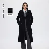 朗姿羊毛复古翻领挺阔毛呢外套优雅气质呢子大衣女2025年冬季新款