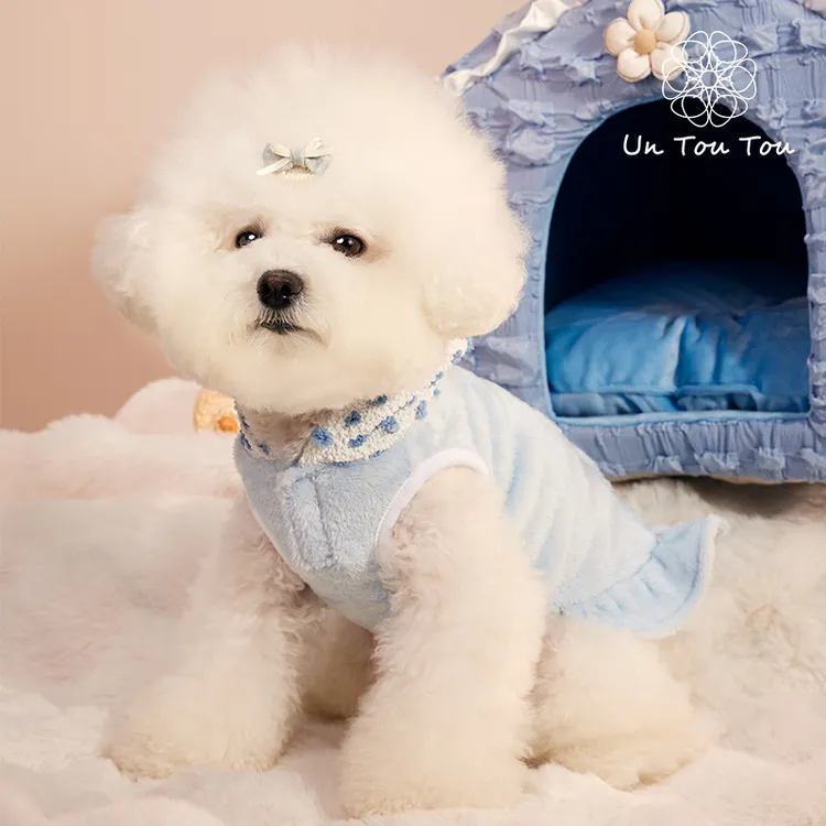 UnTouTou法兰绒带帽裙衫•比熊马尔济斯西施小中型犬秋冬穿搭