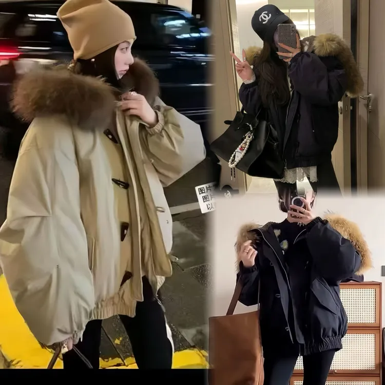冬季新款大码美式街头牛角扣复古连帽外套加厚保暖派克服