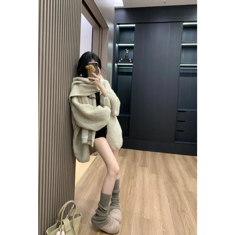 复古软糯毛衣开衫外套女春秋季宽松慵懒风高级感气质加厚针织上衣