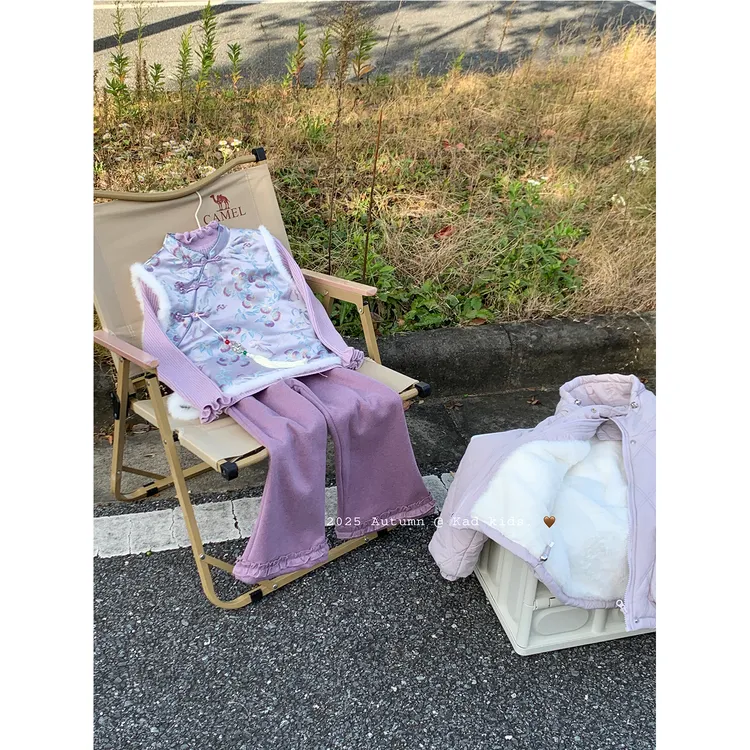 V5428-美到心坎上的一套紫色中式～