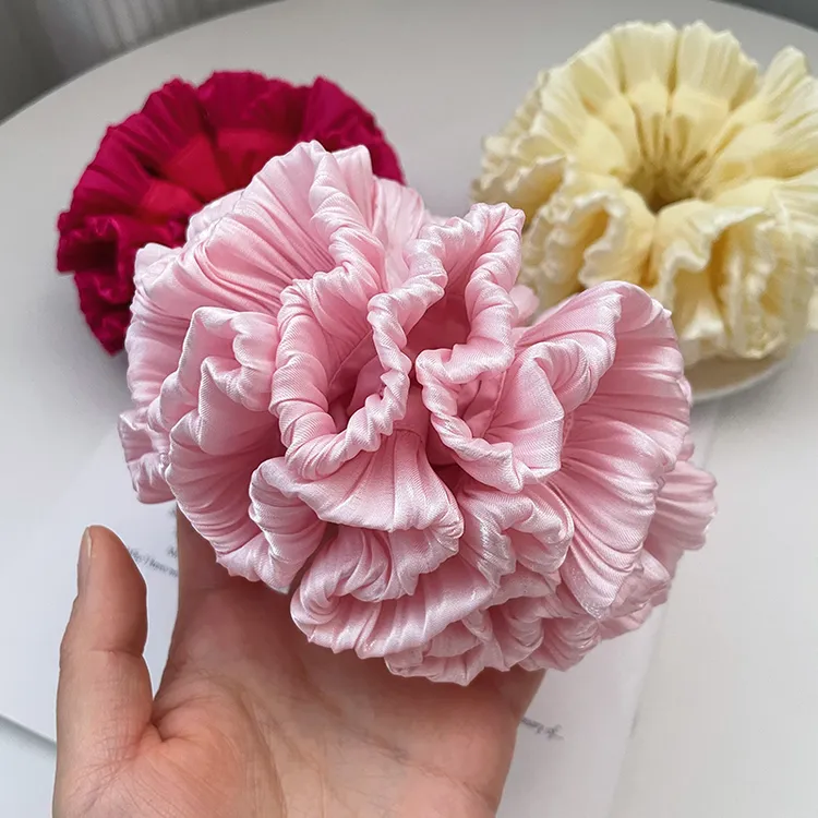 饱满绣球发圈手作复古花瓣大肠圈甜美少女风发饰温柔马尾头绳