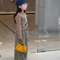 2025秋季新款童装 韩版 女童时尚卡通印花 紧身短款T 豹纹裤套装