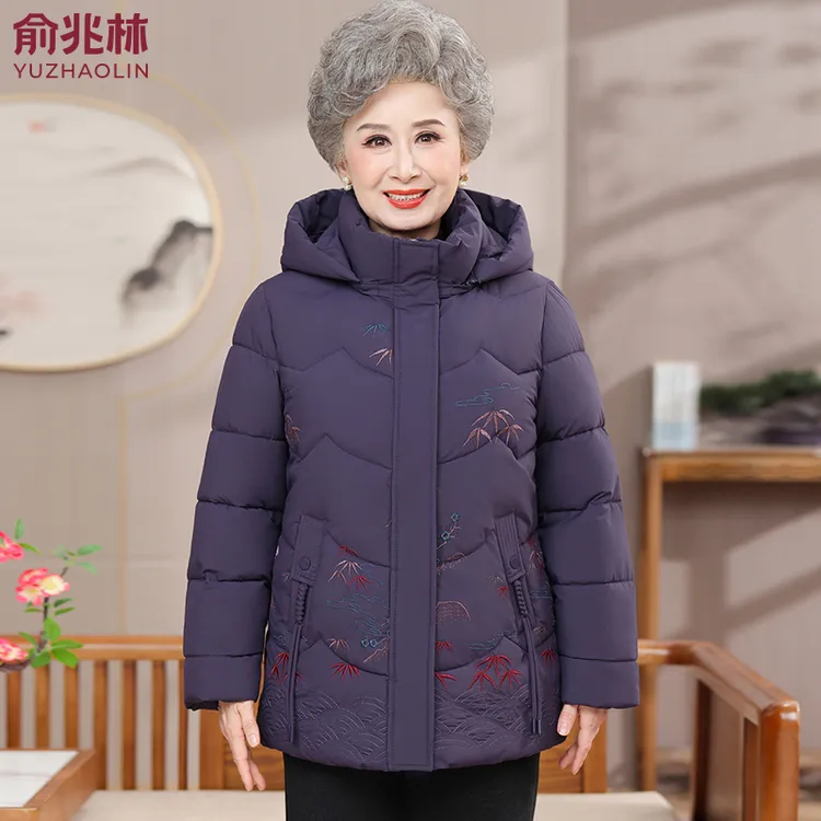 俞兆林奶奶冬装加绒棉衣洋气中老年女装羽绒棉服外套加厚保暖棉袄