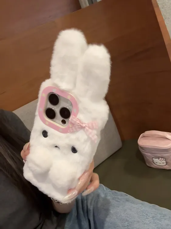 毛绒米菲兔立体耳朵手机壳适用于苹果17promax/16秋冬温柔可爱