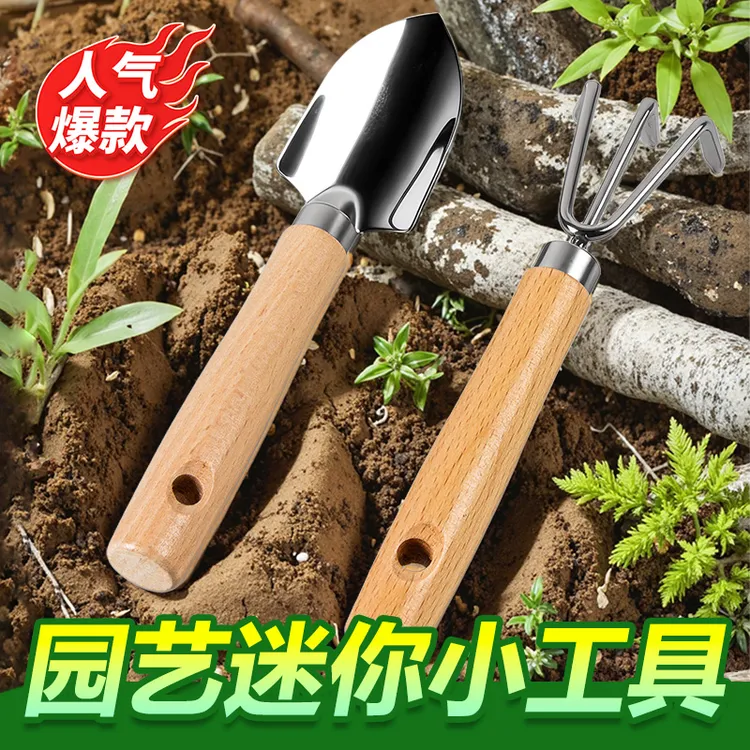 家用迷你园艺工具小花盆挖土种菜铲子养花松土小耙子多功能种植