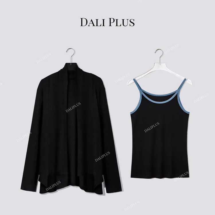DALI PLUS“"天丝羊毛面膜衫+吊带"”时尚百搭长袖开衫-D5CK2185
