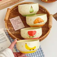 【四碗】水果可颂米饭碗家用少女心陶瓷釉下彩超好看吃饭碗可爱