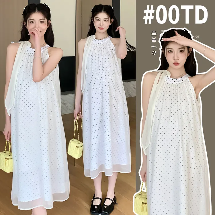 网红时尚孕妇装夏季新款爆款初恋风减龄显瘦高质量雪纺孕妇连衣裙