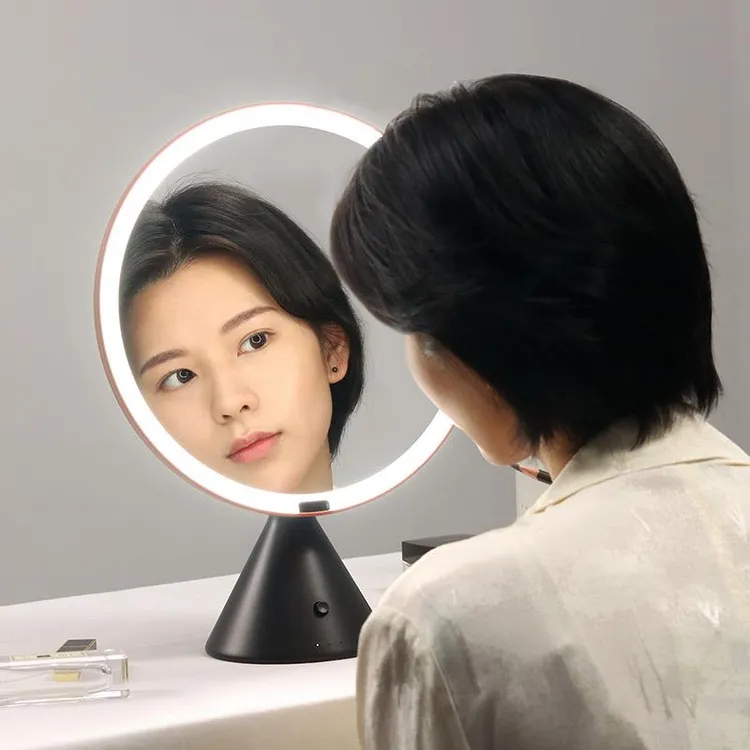 严选创意MUID智能OA大圆镜高档美容美妆台式调光LED补光化妆镜子