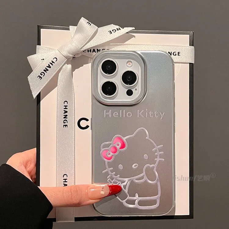 简约个性电镀银可爱kt适用苹果16pro手机壳高级感新款iphone15pro