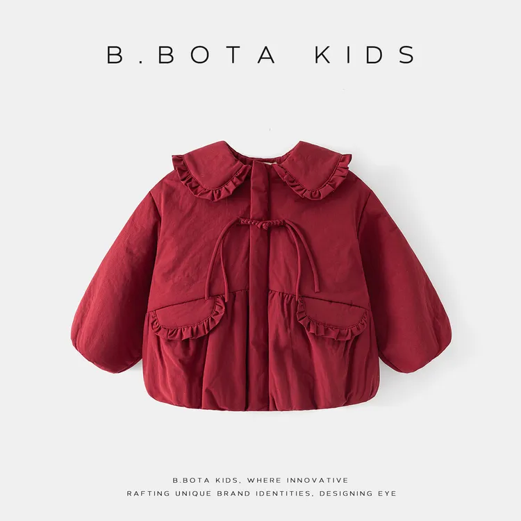 〖姐姐家〗2025冬款儿童萌娃穿搭立领蝴蝶结棉袄外套26858