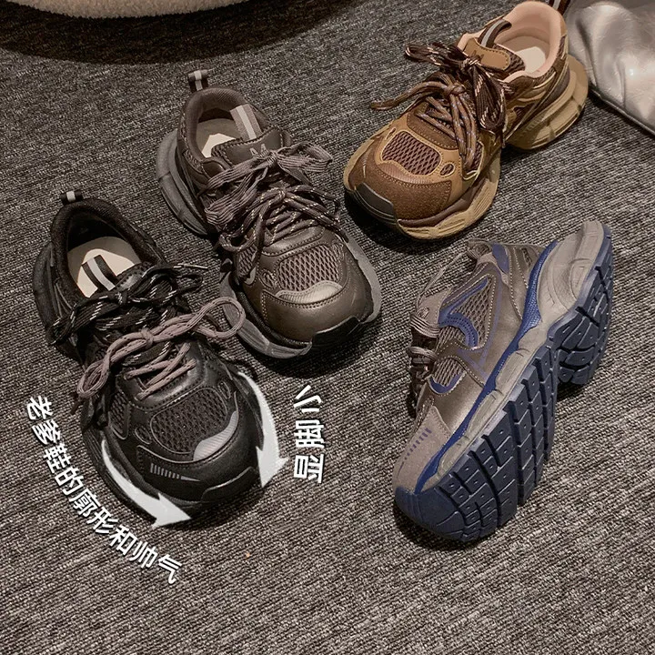 贾不假爆款显脚小老爹鞋女款2025秋冬厚底增高运动鞋小个子不累脚