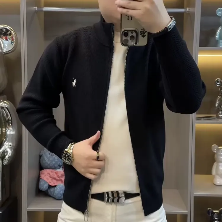 立领常规开衫短款针织秋季毛衣不褪色宽松型常规款