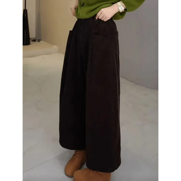复古紫色宽松阔腿裤女2025秋季新款高腰显瘦小众舒适直筒休闲裤子