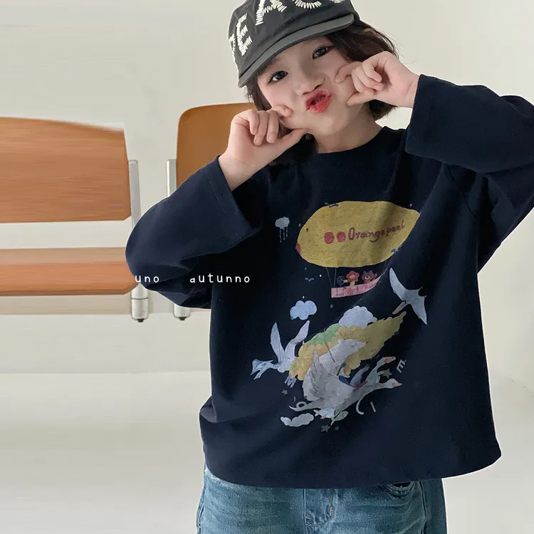 现货「UNO AUTUNNO」【气球艇】云朵绒女中大童休闲长袖T恤GQ1900