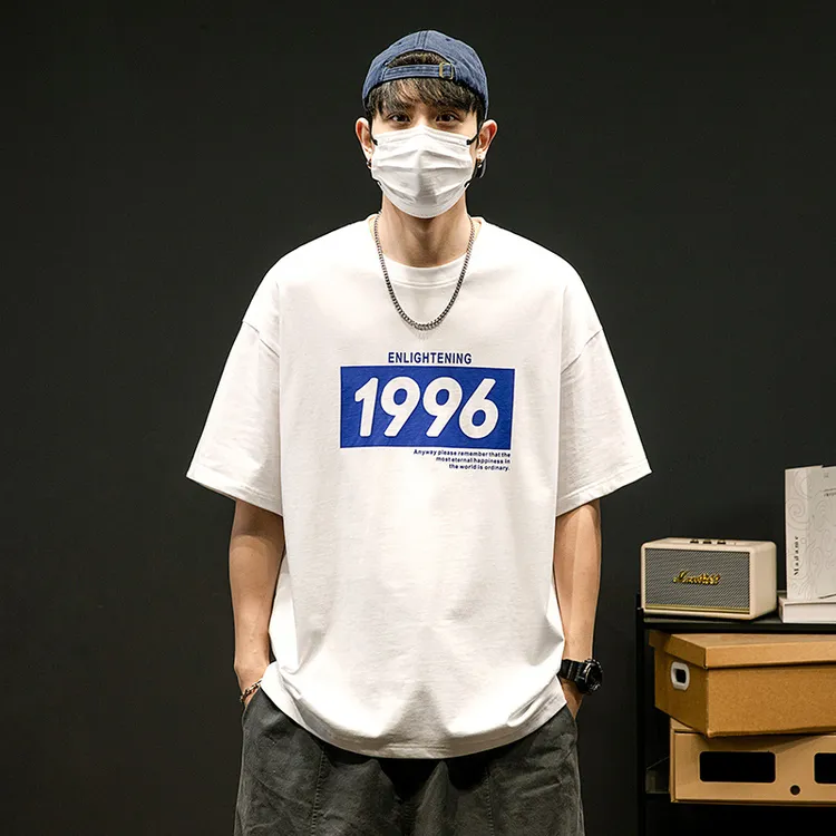 PEY+短袖美式纯棉夏季1996印花正肩显瘦上衣男体恤宽松半袖t恤潮