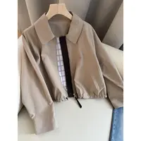 LW-pu皮门襟抽绳宽松显瘦气球夹克外套