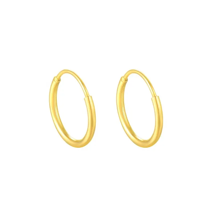 黄金足金999耳圈纯金耳环光面圆环耳扣耳饰女耳钉节日送女友礼物