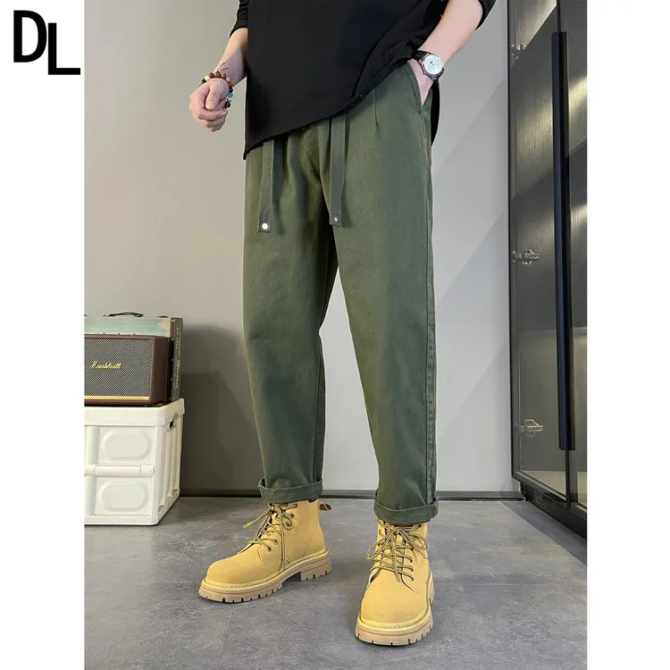 春夏工装裤港风复古休闲裤男士百搭宽松大码潮流款男秋季裤子