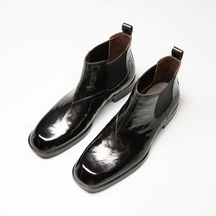 【增高3.5公分 有加绒】新品切尔西男靴高帮皮鞋休闲商务真皮短靴