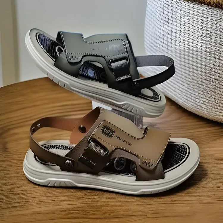 头层牛皮高端男士沙滩鞋夏季防滑软底舒适休闲百搭时尚厚底沙滩鞋