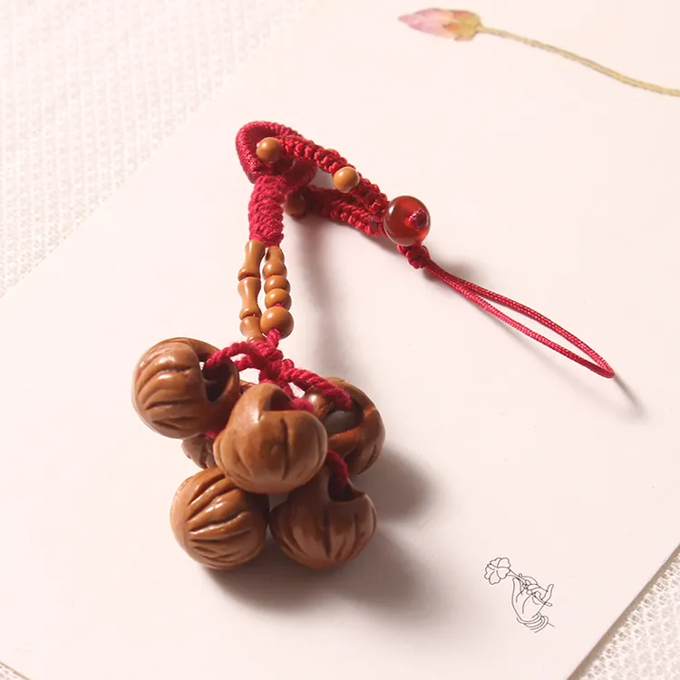 手工编织情侣钥匙链挂件饭卡链简约车载木挂件钥匙扣福禄如意吊坠