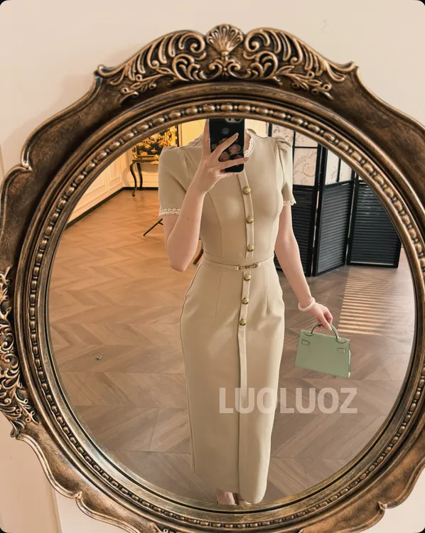 【现货】LUOLUOZ【清风漫步】气质轻奢无袖蕾丝边短款连衣裙JF701