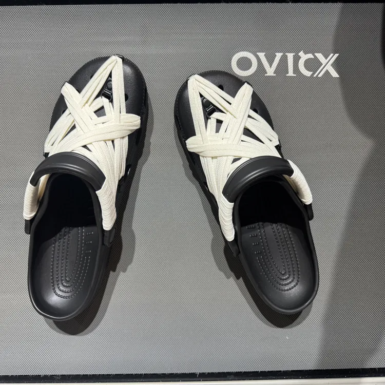 Cong绑带洞洞鞋Ro风格疯狂绑带休闲拖鞋男款夏季干净感痞帅男鞋