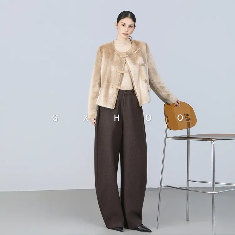 GXHOO高腰阔腿裤休闲裤女秋冬加厚长款