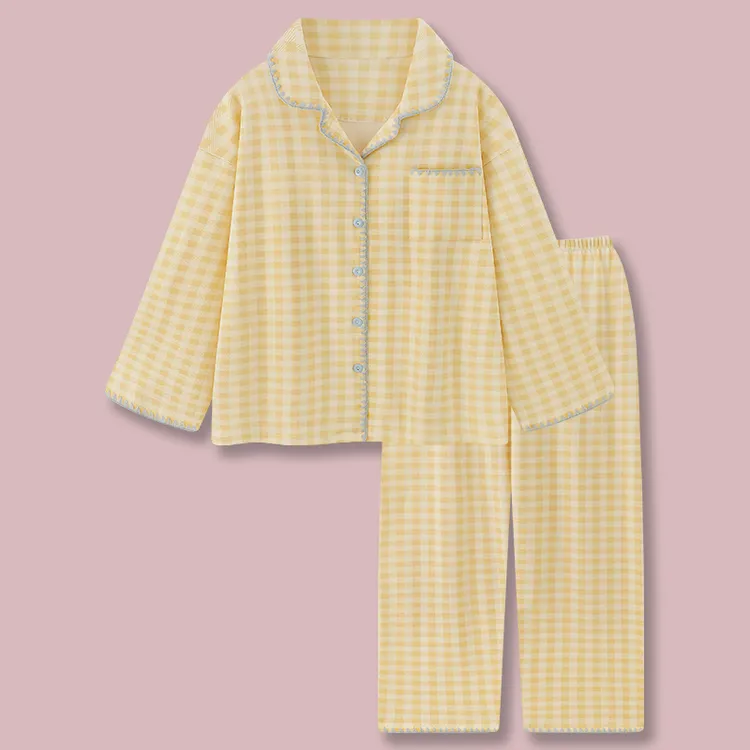 『奶酪黄格』甜美纯棉睡衣女春秋夏2025新款可外穿格纹学生家居服