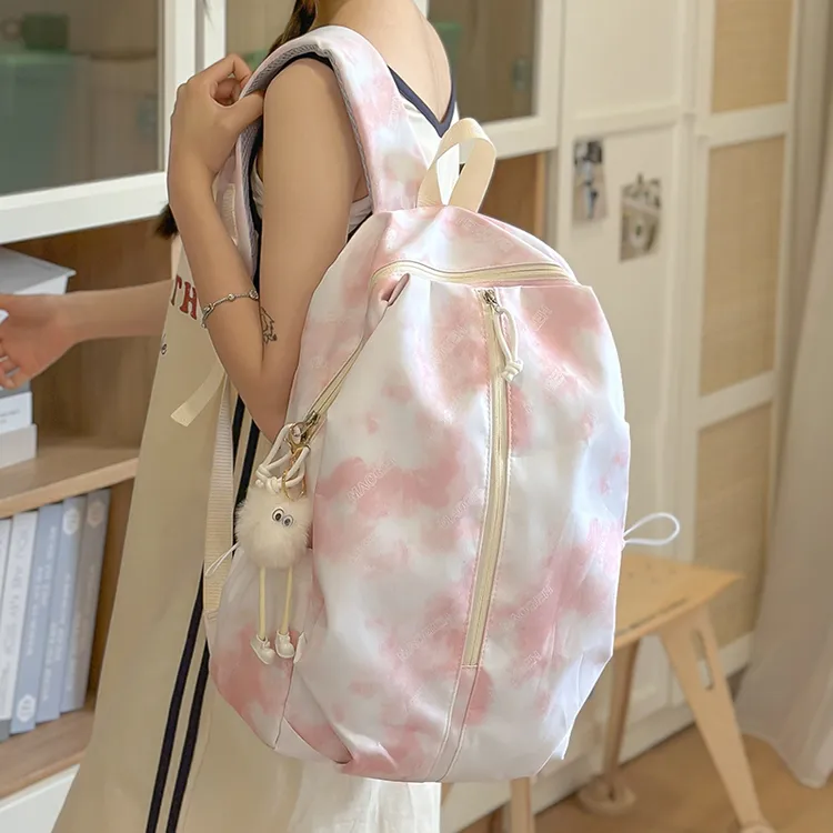 新款扎染书包女初中高中生韩版小清新双肩包旅游轻便背包