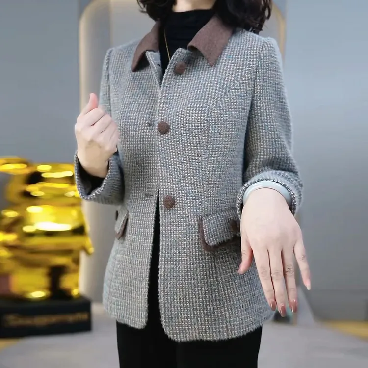 时尚女装外套2025秋冬新款修身气质百搭显瘦休闭女士妈妈装上衣